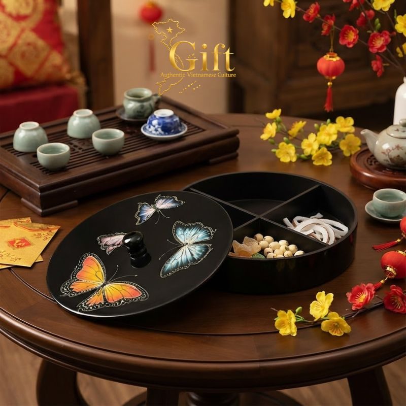 Hộp Mứt Tết Sơn Mài
