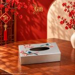 hộp khăn giấy sơn mài dát bạc