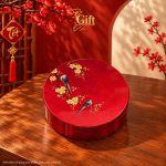 hộp mứt sơn mài tròn màu đỏ