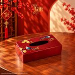 hộp khăn giấy sơn mài màu đỏ
