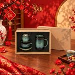 Set Quà Tết Phin Cà Phê & Ly Lọc Trà Gốm Sứ Bát Tràng In Logo