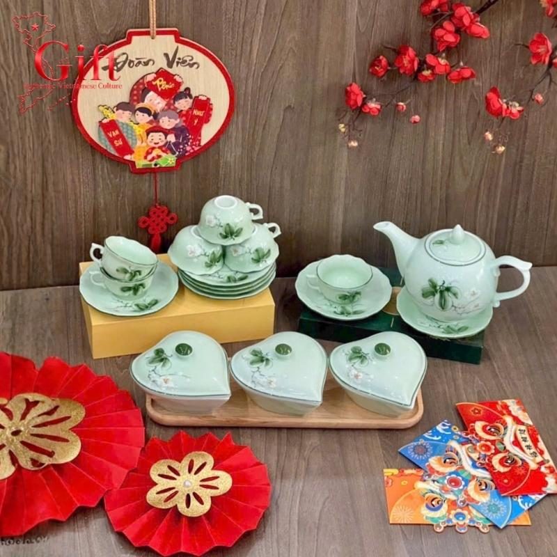 Bộ bình trà và hũ đựng mứt gốm - Quà tết doanh nghiệp