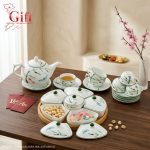 Bộ bình trà và hũ đựng mứt gốm - Quà tết doanh nghiệp