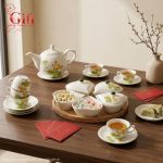 Bộ bình trà và hũ đựng mứt gốm - Quà tết doanh nghiệp