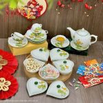 Bộ bình trà và hũ đựng mứt gốm - Quà tết doanh nghiệp