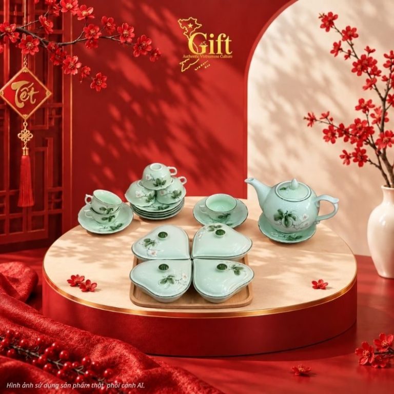 Bộ bình trà và hũ đựng mứt gốm - Quà tết doanh nghiệp