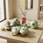 Bộ bình trà và hũ đựng mứt gốm - Quà tết doanh nghiệp