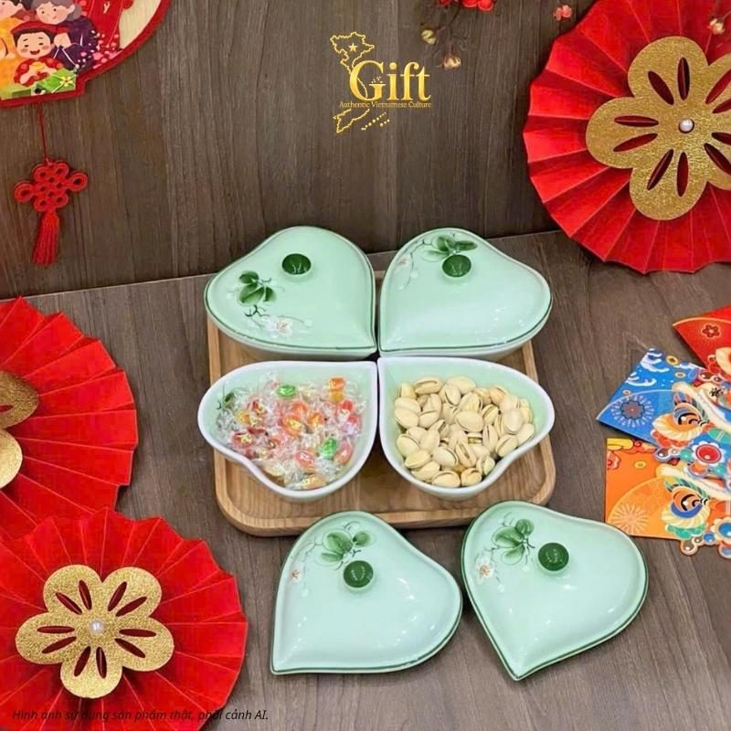 Bộ bình trà và hũ đựng mứt gốm - Quà tết doanh nghiệp