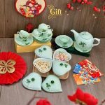 Bộ bình trà và hũ đựng mứt gốm - Quà tết doanh nghiệp