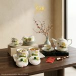 Bộ bình trà và hũ đựng mứt gốm - Quà tết doanh nghiệp