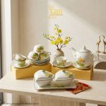 Bộ bình trà và hũ đựng mứt gốm - Quà tết doanh nghiệp