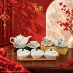 Bộ bình trà và hũ đựng mứt gốm - Quà tết doanh nghiệp