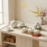 Bộ bình trà và hũ đựng mứt gốm - Quà tết doanh nghiệp