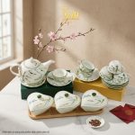 Bộ bình trà và hũ đựng mứt gốm - Quà tết doanh nghiệp