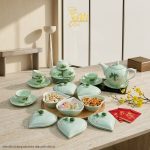 Bộ bình trà và hũ đựng mứt gốm - Quà tết doanh nghiệp