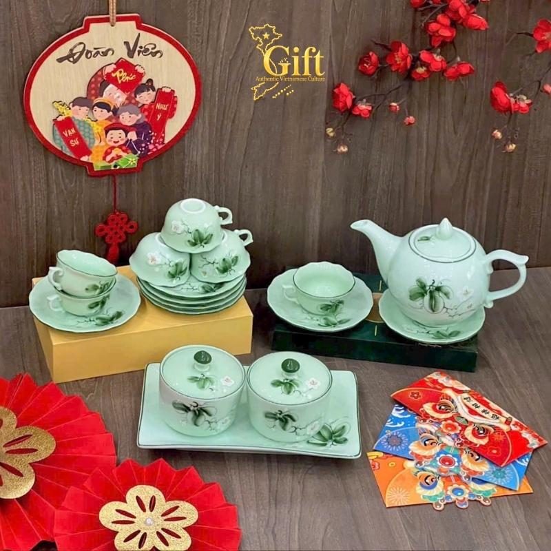 Bộ bình trà và hũ đựng mứt gốm - Quà tết doanh nghiệp