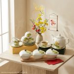 Bộ bình trà và hũ đựng mứt gốm - Quà tết doanh nghiệp