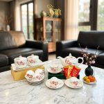 Bộ bình trà và hũ đựng mứt gốm - Quà tết doanh nghiệp