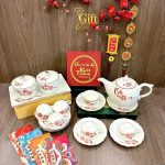 Bộ bình trà và hũ đựng mứt gốm - Quà tết doanh nghiệp