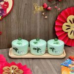 Bộ bình trà và hũ đựng mứt gốm - Quà tết doanh nghiệp