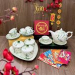 Bộ bình trà và hũ đựng mứt gốm - Quà tết doanh nghiệp