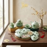 Bộ bình trà và hũ đựng mứt gốm - Quà tết doanh nghiệp
