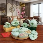 Bộ bình trà và hũ đựng mứt gốm - Quà tết doanh nghiệp