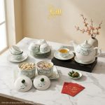 Bộ bình trà và hũ đựng mứt gốm - Quà tết doanh nghiệp