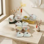 Bộ bình trà và hũ đựng mứt gốm - Quà tết doanh nghiệp