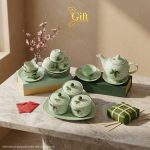 Bộ bình trà và hũ đựng mứt gốm - Quà tết doanh nghiệp
