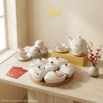 Bộ bình trà và hũ đựng mứt gốm - Quà tết doanh nghiệp