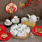 Bộ bình trà và hũ đựng mứt gốm - Quà tết doanh nghiệp