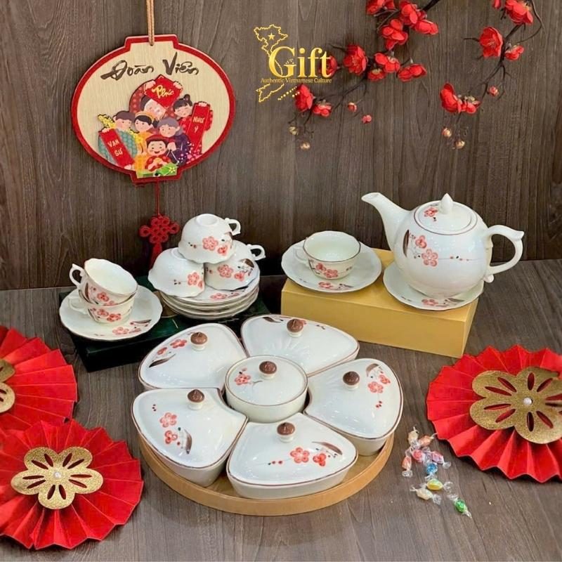 Bộ bình trà và hũ đựng mứt gốm - Quà tết doanh nghiệp