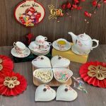 Bộ bình trà và hũ đựng mứt gốm - Quà tết doanh nghiệp
