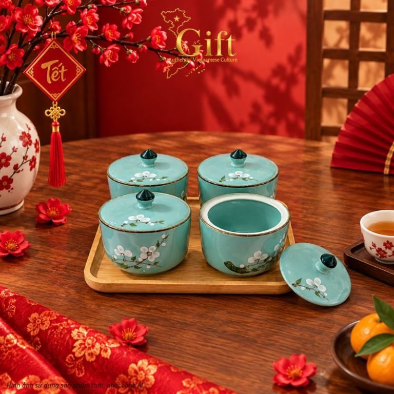 Quà Tết Bộ Hũ Mứt Gốm Sứ