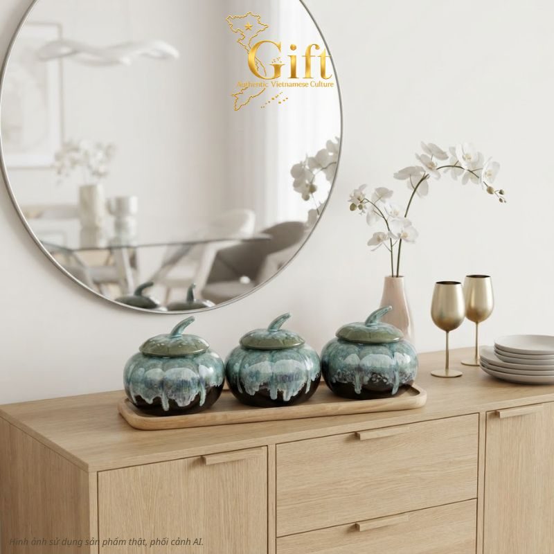 Quà Tết Bộ Hũ Mứt Gốm Sứ