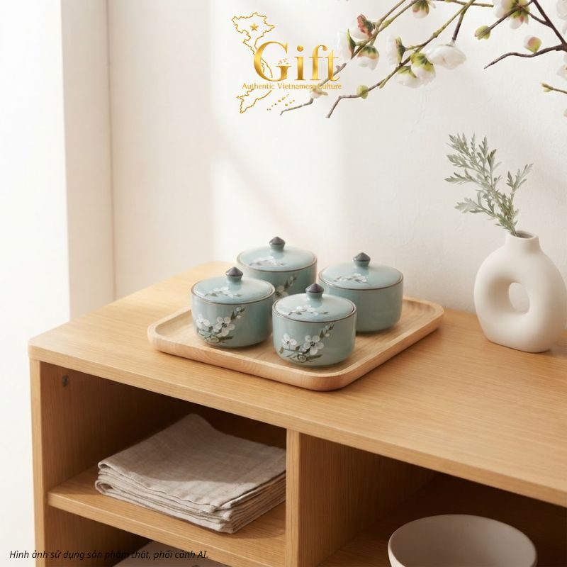 Quà Tết Bộ Hũ Mứt Gốm Sứ