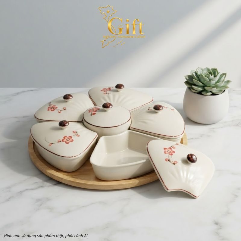 Quà Tết Bộ Khay Mứt Gốm Sứ