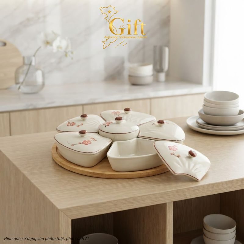 Quà Tết Bộ Khay Mứt Gốm Sứ