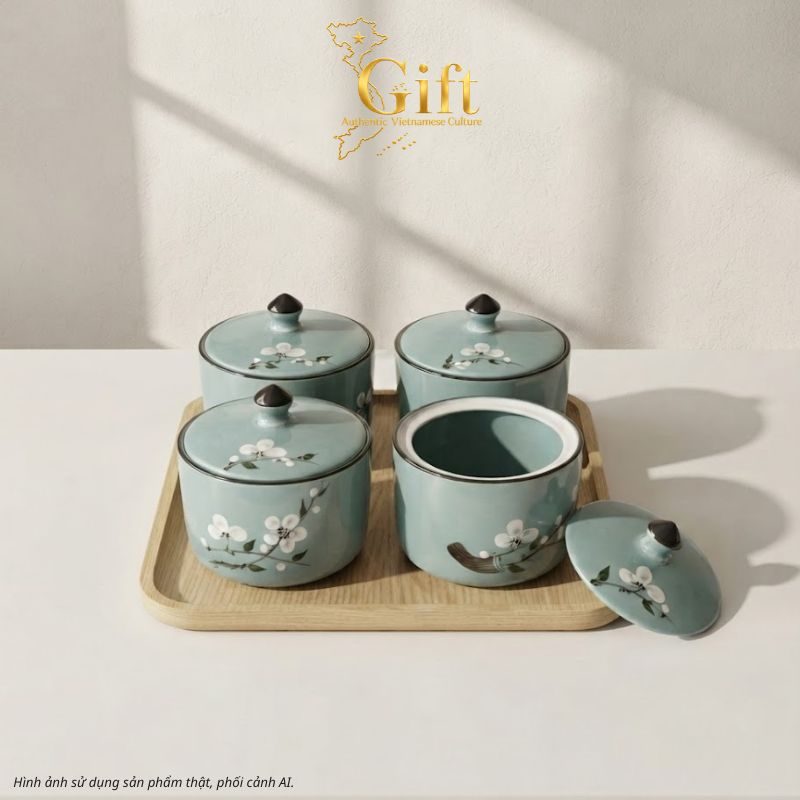 Quà Tết Bộ Hũ Mứt Gốm Sứ