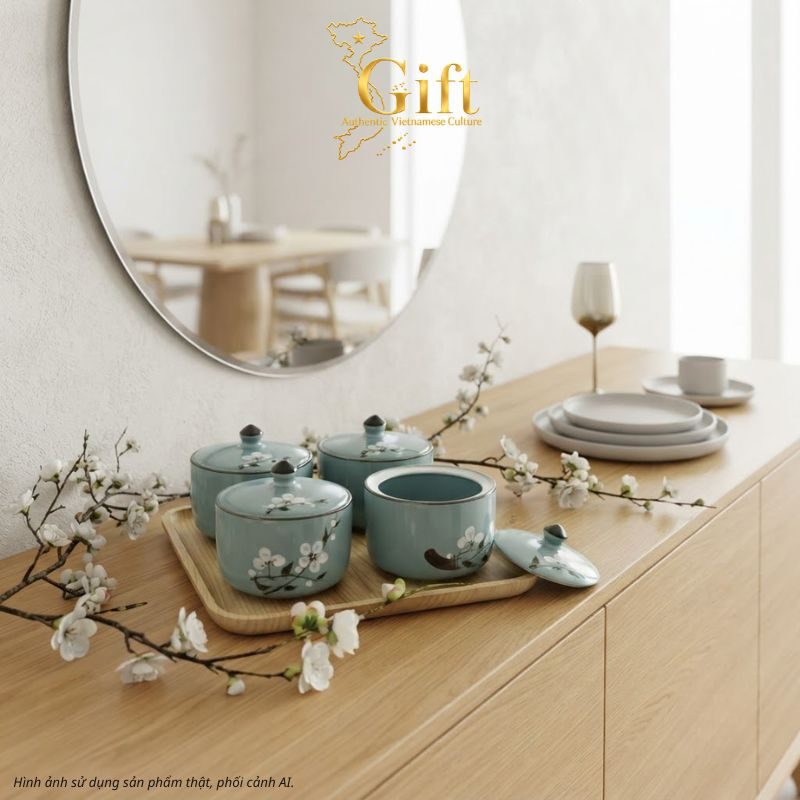 Quà Tết Bộ Hũ Mứt Gốm Sứ