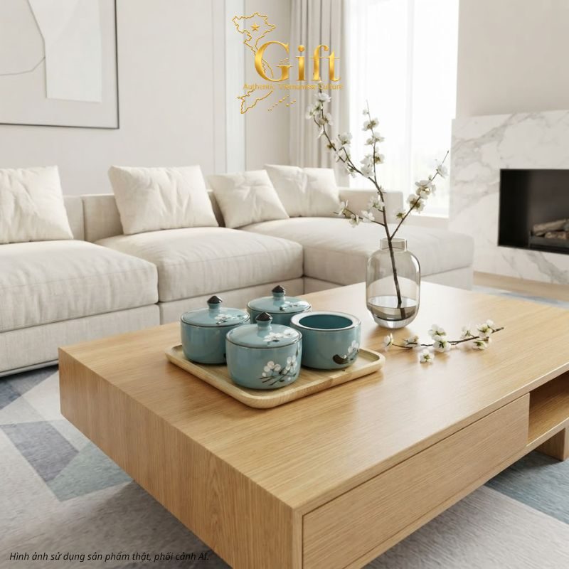 Quà Tết Bộ Hũ Mứt Gốm Sứ