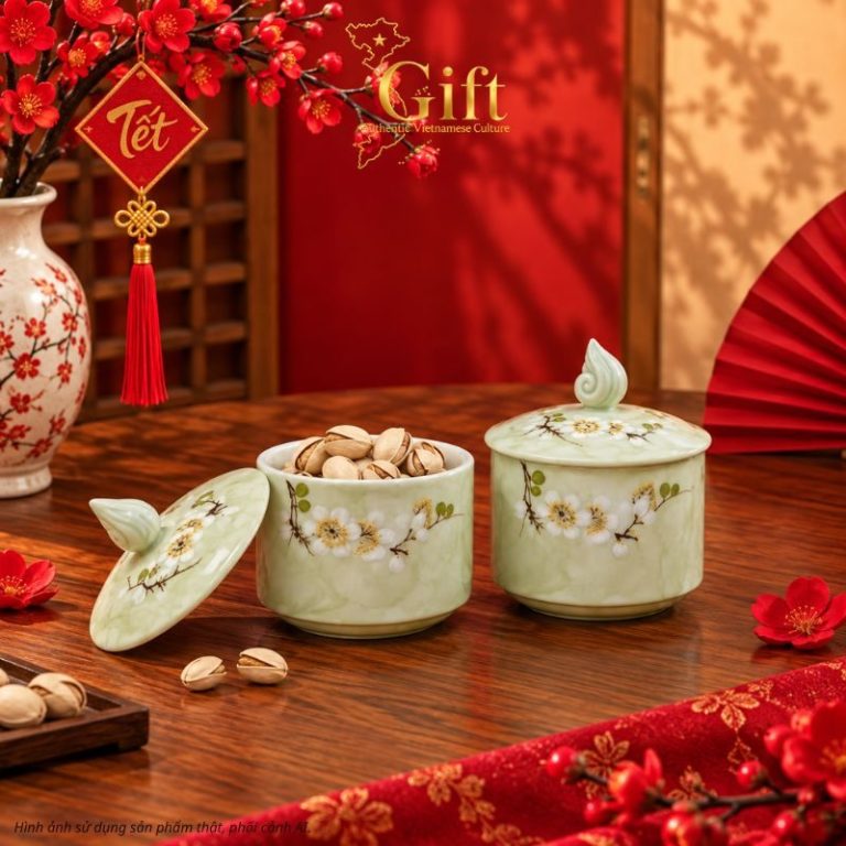 Quà Tết Bộ Hũ Mứt Gốm Sứ