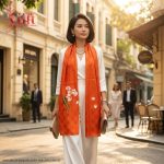 Khăn lụa tơ tằm thêu hoa sen - Quà tặng lễ tết doanh nghiệp