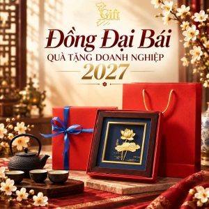Quà Tết tranh đồng Đại Bái dát vàng 24K