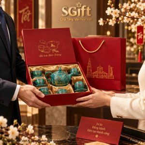 Hộp quà Tết gốm sứ in logo tặng khách hàng