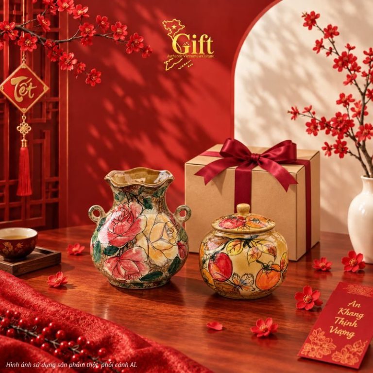 Set Quà Tết Lọ Hoa & Hũ Mứt Gốm Bát Tràng