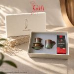 Set Quà Tặng Gốm Sứ – Phin Cà Phê & Ly Sứ Men Hỏa Biến Màu Nâu & Cà Phê Rang Xay
