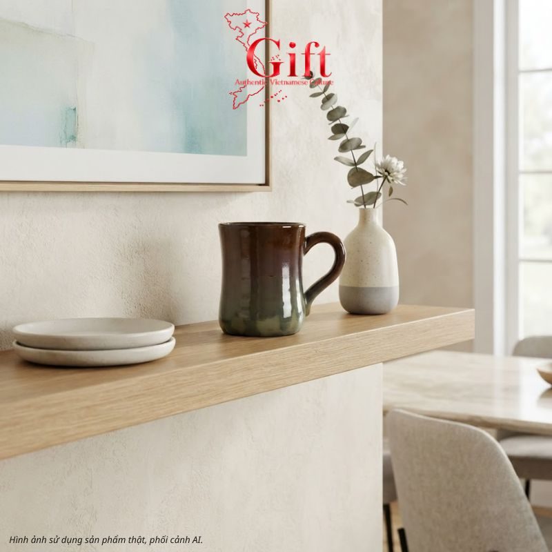 Set Quà Tặng Gốm Sứ – Phin Cà Phê & Ly Sứ Men Hỏa Biến & Cà Phê Rang Xay