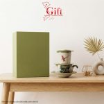 Set Quà Tặng Gốm Sứ – Phin Cà Phê Men Bóng Vẽ Chuồn Chuồn & Cà Phê Rang Xay